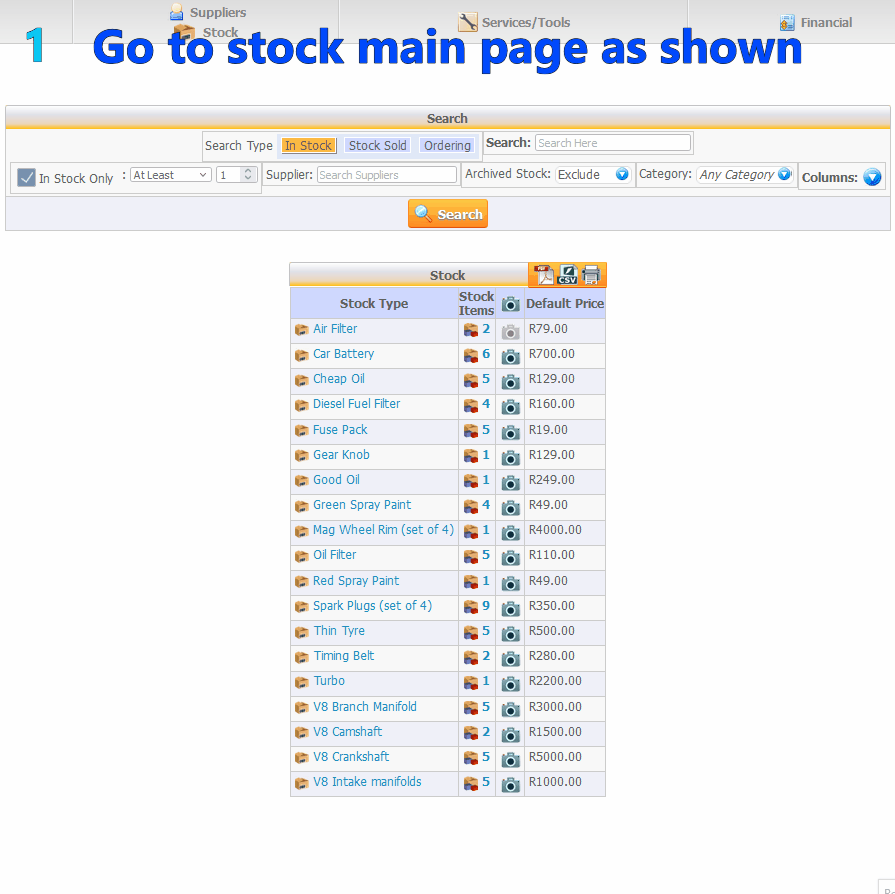 Editing stock items in WolfAdmin